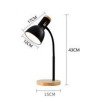 Lámpara Escritorio Base Madera, color Negro, flexible, 1 luz E27