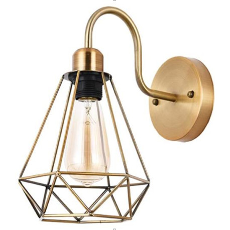 Aplique código 143 Metal Dorado, 1 luz E27, ancho 19 x altura 34 x profundidad 25 cms