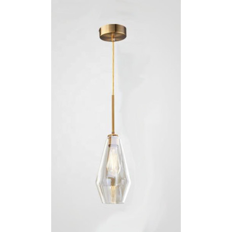 Colgante código 147 Metal Cognac & Vidrio, 1 luz E27, ancho 17 x alto 29 x bajada 100 cms acortable