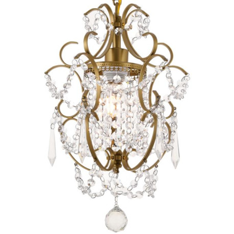 Colgante código 154, Metal dorado & Cristal, 1 luz E27, ancho 27 x alto 33 cm, bajada 50 cms acortable