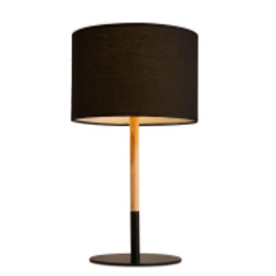 Lámpara de Mesa Código 162, 1-Luz E27, Altura 43 cms, Metal negro con Madera & Pantalla ancho 20 cms