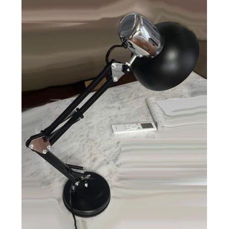 Lámpara Escritorio Cromo Negro, con base, 1 luz E27