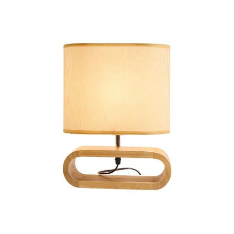 Lámpara de Velador Ovalada Nórdica  Madera natural con pantalla ovalada 24 cms