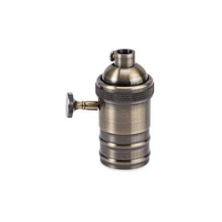 Portalámpara Soquete con Perilla interruptor E27 bronce envejecido, liso