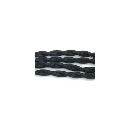 Cable textil forrado Negro trenzado, metro lineal sin cortes