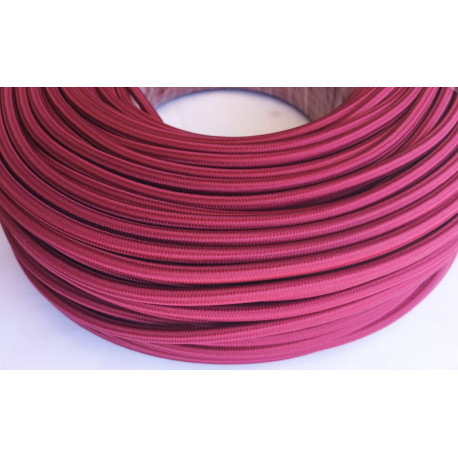 Cable textil forrado Burdeo. Metraje lineal sin corte