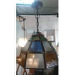 Lámpara de Colgar Vitral Cobre 1-Luz Cónica