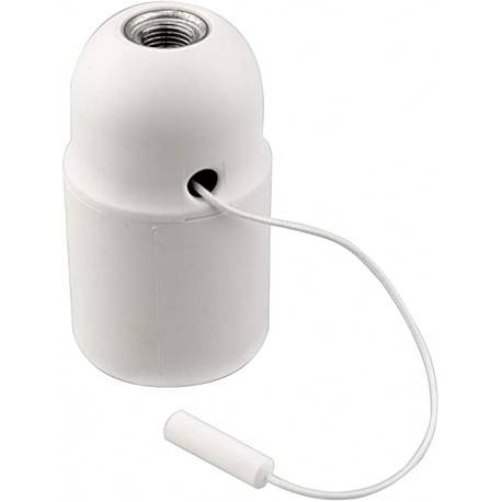 Portalámpara Soquete Liso E27 con Interruptor Tirante blanco