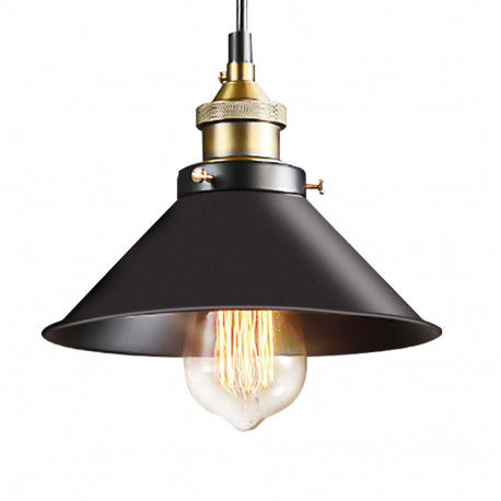 Colgante vintage cono negro 23cms ancho E27